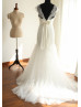 EyeLash Lace Beading Cap Sleeves Tulle Wedding Dress